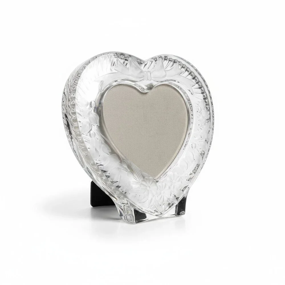 Home Beautiful Japan Heart Shaped Glass Photo Frame – 5x5 Floral Bow Design